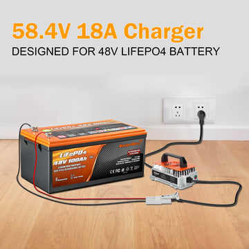 Enjoybot 58.4V 18A Waterproof Mountable LiFePO4 Lithium Battery Charger For 48V Lithium Batteries